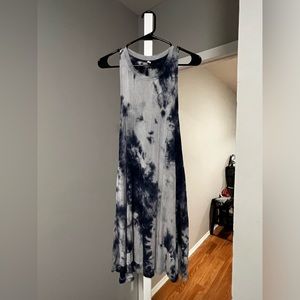 Boutique Light Blue and White Summer Dress with Pockets Size M